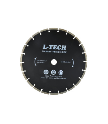 Melns dimanta segmentu disks betonam, akmenim un cietiem būvmateriāliem L-TECH (10) 300x8x25,4mm