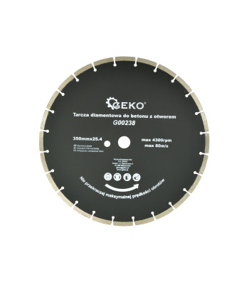 Dimanta disks betonam ar papildu atveri (10) 350 mm x 25,4 mm