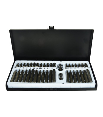 TORX, SPLINE un HEX uzgaļu komplekts no CrV tērauda, metal box (10), 40 elementi