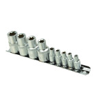 Torx galviņu komplekts uz metāla sliedes GEKO, E4–E16, 1/4&1/2", 9 gab.