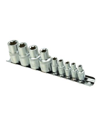 Torx galviņu komplekts uz metāla sliedes GEKO, E4–E16, 1/4&1/2