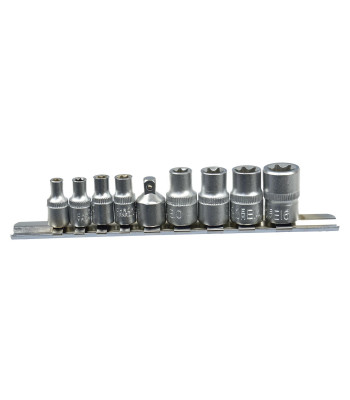 Torx galviņu komplekts GEKO, 9 gab. (50), E5–E16, 1/4 un 3/8