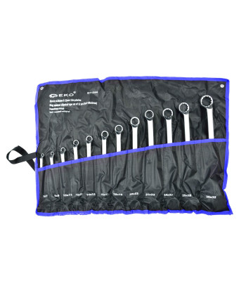 Izliektu satīna gredzenatslēgu komplekts, 12 gab., instrumentu futrālis (2/8), 6-32mm