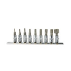 Torx uzgaļu atslēgu komplekts, CRV, 9 gab. T10–T60, 1/4" (10/20)