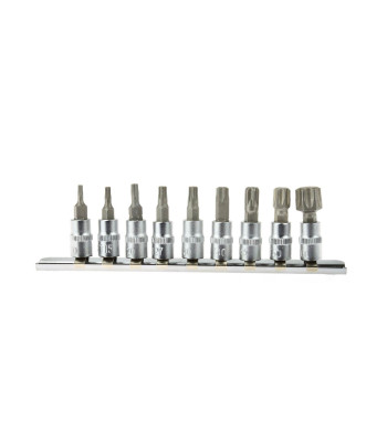 Torx uzgaļu atslēgu komplekts, CRV, 9 gab. T10–T60, 1/4