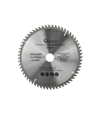 Ripzāģa disks kokam ar atverēm 250x32x60T (25/50)