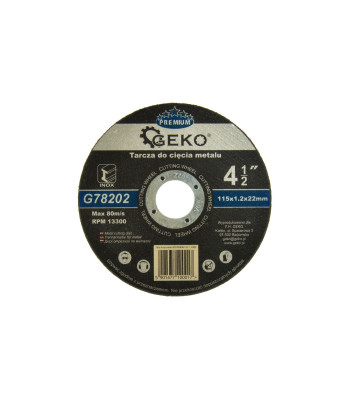 Griešanas disks metālam Inox (10/100/400) GEKO Premium 115x1,2
