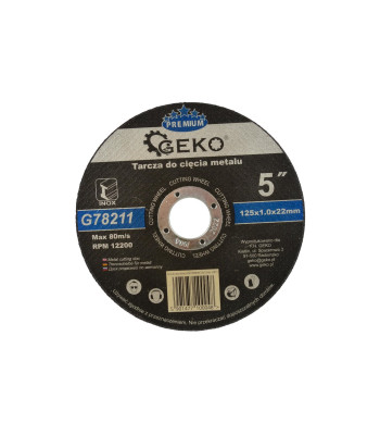 Griešanas disks metālam GEKO PREMIUM Inox (10/100/400) 125x1.0