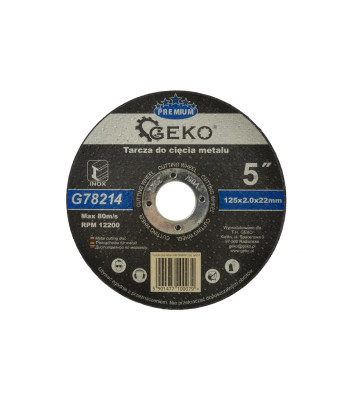 Griešanas disks metālam Inox GEKO PREMIUM (10/50/200/400) 125x2,0x22,23