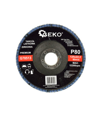 Lamelu slīpdisks GEKO PREMIUM CYRKON 125mm P80 (10/200)