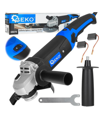 Leņķa slīpmašīna GEKO ar apgriezienu regulēšanu un garu rokturi 125 mm 1200 W