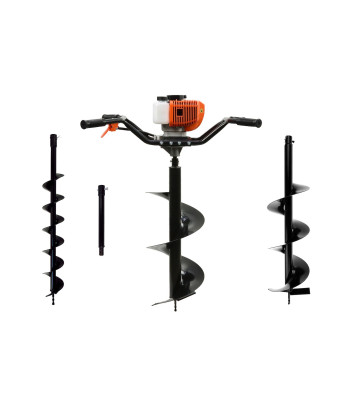 Benzīna zemes urbis ar urbjiem un adapteri, 2 personām, 10cm, 20cm, 30cm, 50cm (1/2)