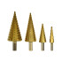Konisko urbju komplekts HSS TiN, 4 gab., alumīnija kārba, 4–12 mm, 4–20 mm, 4–32 mm, 4–39 mm
