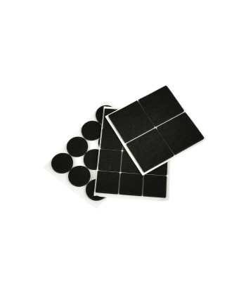 Filca paliktņu komplekts mēbelēm, melns, 28 gab. – apaļi 25 mm, taisnstūrveida 25x25 mm un 40x40 mm