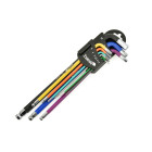 Krāsains HEX sešstūra atslēgu komplekts, 9 gab., S2, 1,5–10 mm, garums līdz 234 mm