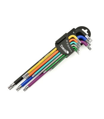 Krāsains Torx atslēgu komplekts, 9 gab., S2, T10–T50, 229 mm