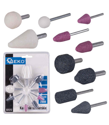 Slīpēšanas akmeņu komplekts Geko, 10 gab. 3mm/6mm (20/80)