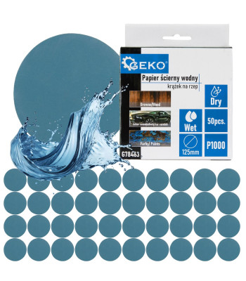 Ūdensizturīgs slīppapīrs – disks ar līplentes stiprinājumu, P1000 (50/1000), 125 mm