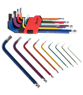 Krāsainu seškanšu atslēgu komplekts CrV (6/48), 1,5–10 mm, 9 gab.
