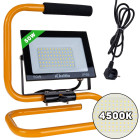 LED prožektors ar būvniecības statīvu un kabeli, neitrāli balta gaisma 50W 4500K