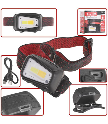 Galvas lukturis ar kustību sensoru LED COB 8W (5W+3W) 1800mAh 520lm IP44 (50/100)