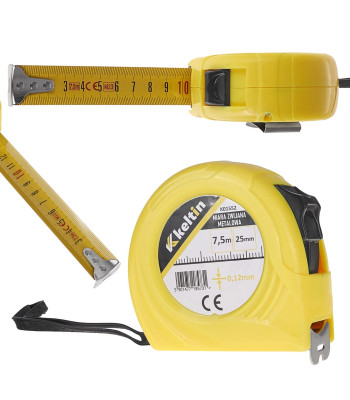 Ievelkama metāla mērlente ar fiksatoru 7,5 m x 25 mm x 0,12 mm