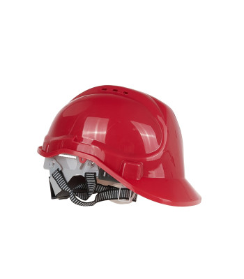 Būvniecības aizsargķivere BHP, sarkana, regulējama, 53–62 cm
