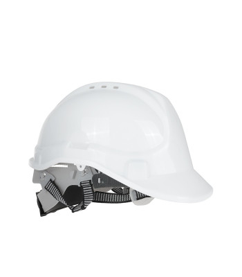 Regulējama būvniecības aizsargķivere BHP, balta, 53-62 cm