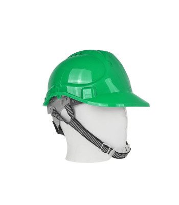 Būvniecības aizsargķivere BHP, zaļa, regulējama, 53–62 cm