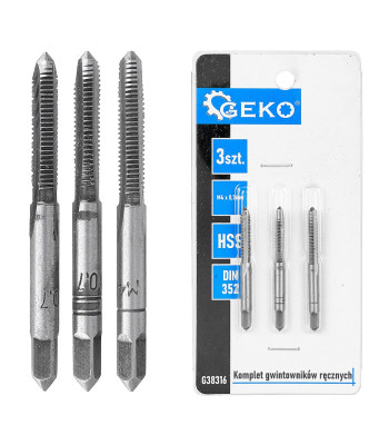 Rokas vītņgriežu komplekts, 3 gab., HSS, DIN 352, M4 x 0,7 mm