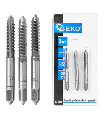 Rokas vītņgriežu komplekts, 3 gab., HSS, DIN 352, M6 x 1,0 mm (100/200)