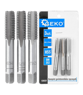 Manuālo vītņgriežu komplekts – HSS, DIN 352, 3 gab., M12 x 1,75 mm