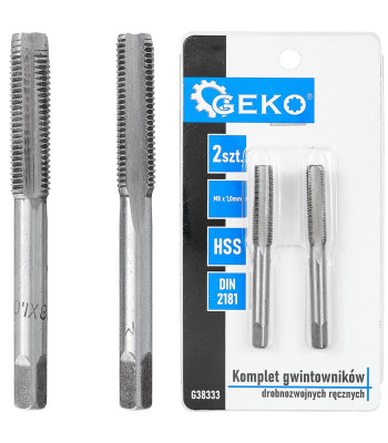 Rokas smalkās vītnes vītņgriežu komplekts HSS DIN 2181, 2 gab., M8 x 1,0 mm