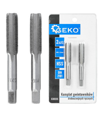 Smalkvītnes manuālo vītņgriežu komplekts, HSS, DIN 2181, 2 gab., M10 x 1,0 mm