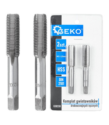 Rokas smalkvītņu vītņgriežu komplekts, HSS, DIN 2181, 2 gab., M12 x 1,25 mm
