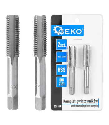 Rokas smalkvītnes vītņgriežu komplekts, 2 gab., HSS, DIN 2181, M12 x 1,5 mm