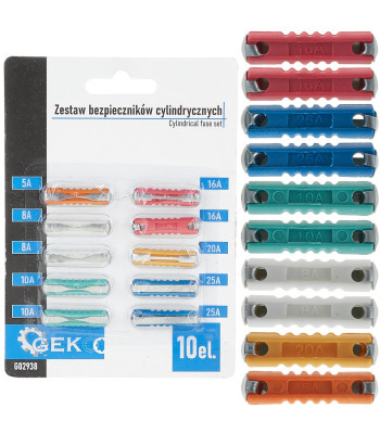 Cilindrisku drošinātāju komplekts – 10 gab.