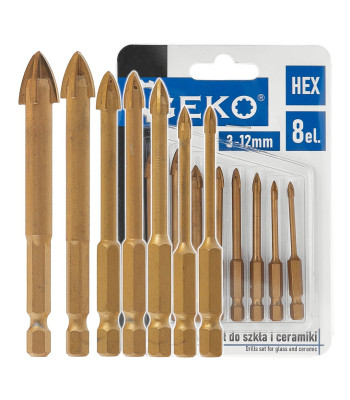 Urbju komplekts stiklam un keramikai 8 gab. HEX 3–12 mm