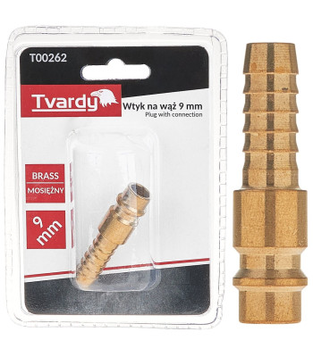 Misiņa spraudnis pneimatiskajai šļūtenei, vīrišķais tips, 9mm (1/10/100)