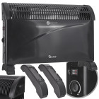 Konvekcijas sildītājs ar termostatu, melns, 2000 W