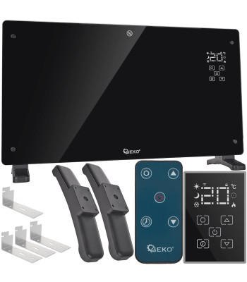 Stikla konvektora sildītājs ar LCD, tālvadības pulti un WiFi, melns, 2500W