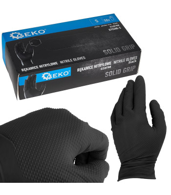 Nitrila cimdi SOLID GRIP, 50 szt., S, melni