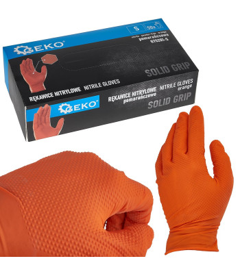 Nitrila cimdi, oranži, SOLID GRIP, 50szt., S
