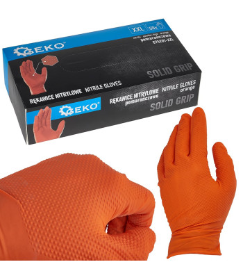 Nitrila cimdi oranžā krāsā, 50 gab., SOLID GRIP XXL