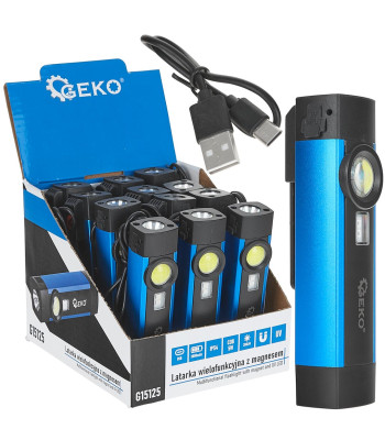 Daudzfunkcionāls lukturis ar magnētu un UV LED COB – 5W 2000mAh 300lm IP54, kartona displeja iepakojums (12/96)