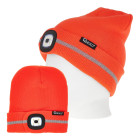 Ziemas cepure ar atstarojošu lenti un akumulatora LED lampu (oranža)
