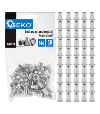 Alumīnija kniedējamo uzgriežņu komplekts, 50 gab., M4 0.5-2.0