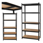 Noliktavas plaukts, melns, pastiprināts, 265kg, 180x40x90cm