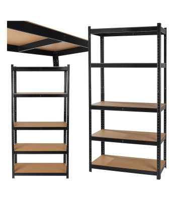 Noliktavas plaukts, melns, pastiprināts, 265kg, 180x40x90cm