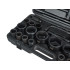 Triecienuzgaļu komplekts darbam ar triecienatslēgām, 26 elementi, 6-kantu, 3/4"/1", 17–65 mm